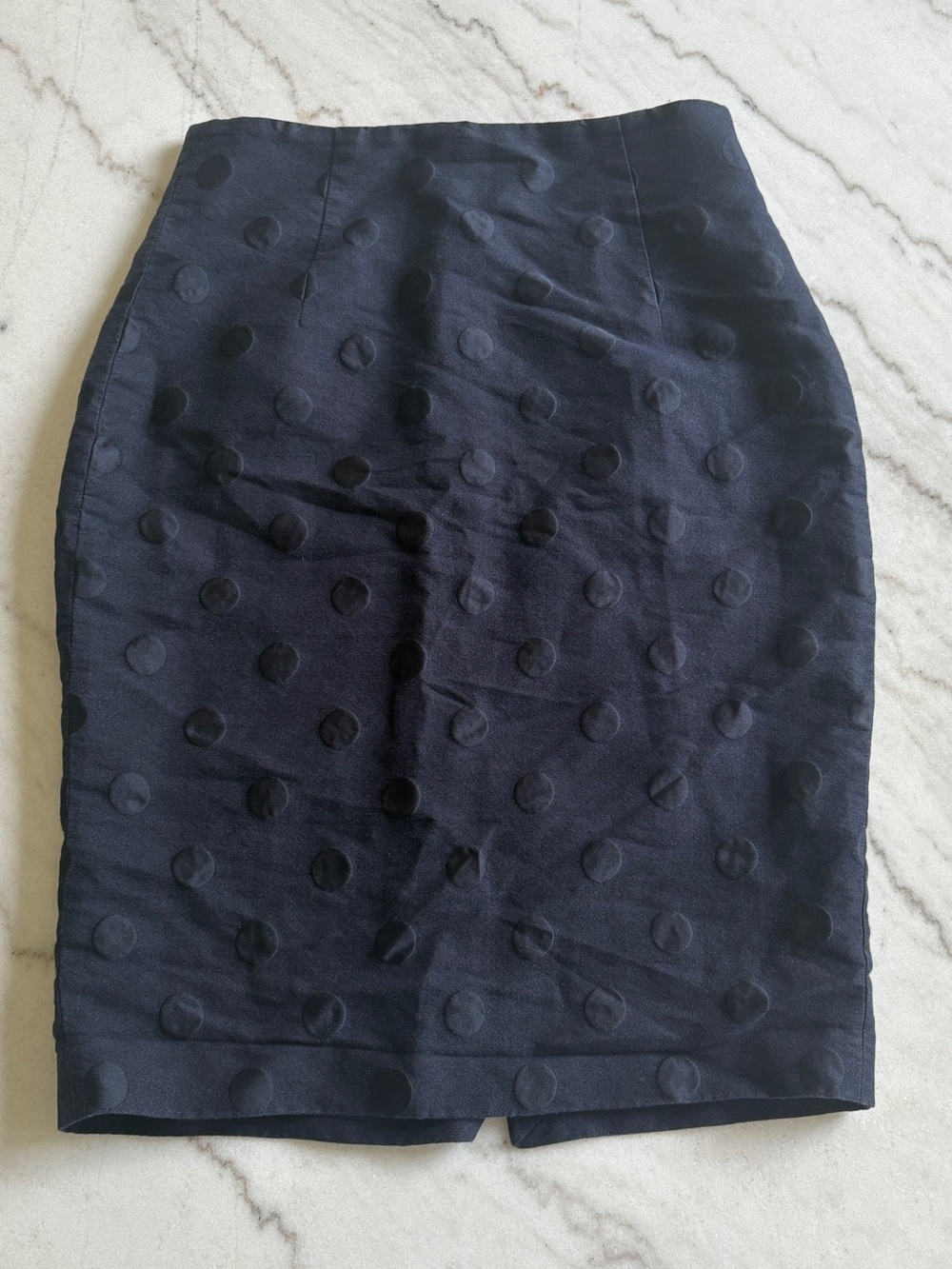 Burberry London Navy Polka Dot Pencil Skirt